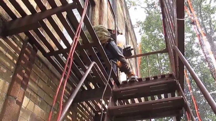 painting rusted fire escape