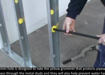 drilling into a stud