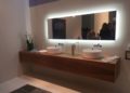 led lights behind mirror