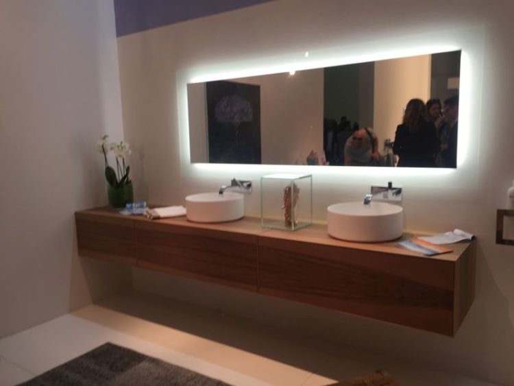 led lights behind mirror