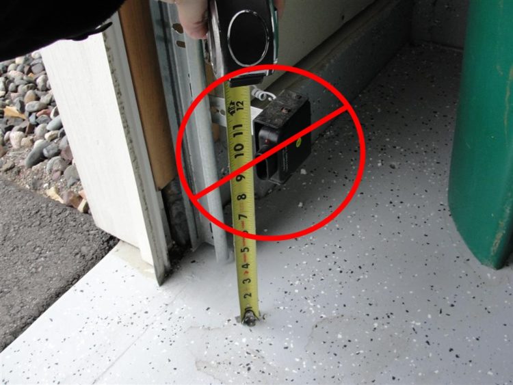 garage door opener safety sensor height