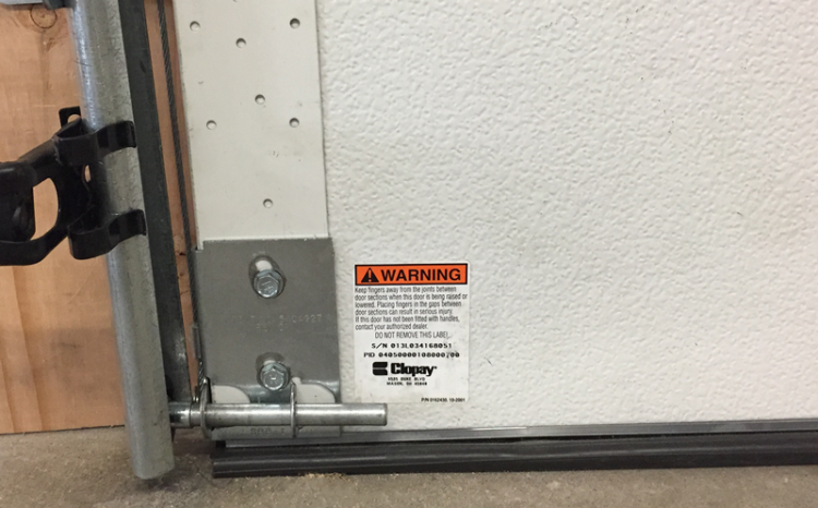 Where is the model number on my overhead garage door?