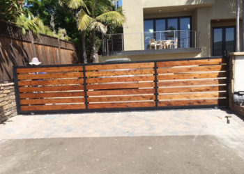 steel and wood fence