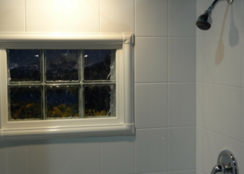 bathroom wall panels around window