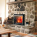 clean porous stone fireplace