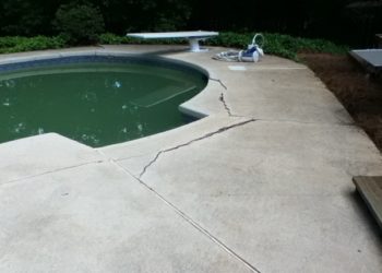 How do you fix broken concrete around a pool?