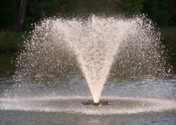 Where does the pump go in a water fountain?