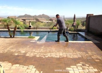 power wash concrete pool deck