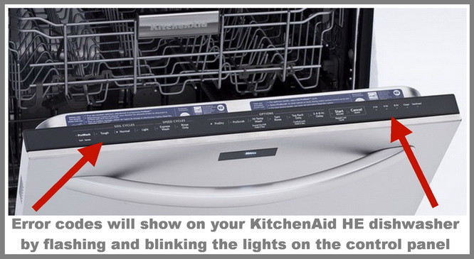 kitchen aide dishwasher blue blinking light