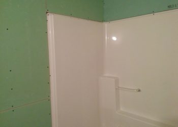 how to drywall around shower surround