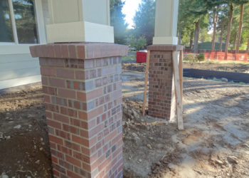 brick around porch post