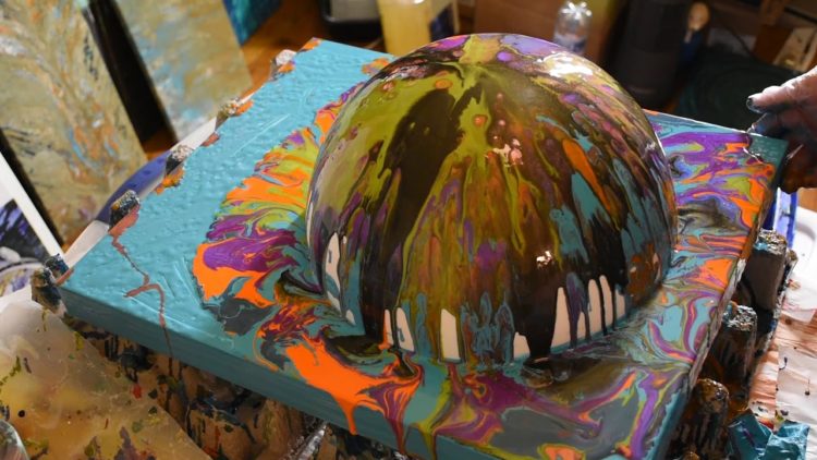 tempera paint on styrofoam