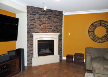 faux brick fireplace