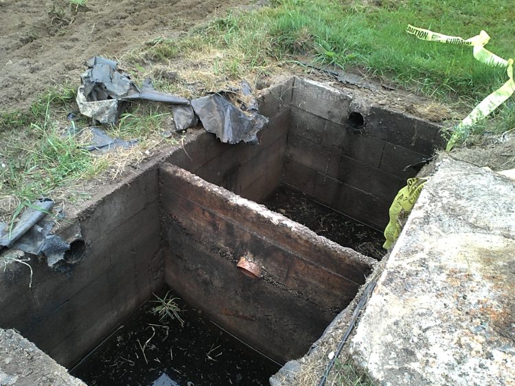 concrete septic tank baffle repair