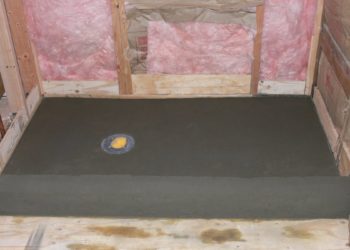 How thick should a mud shower pan be?