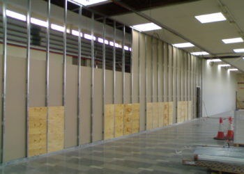 partition wall under suspended ceiling