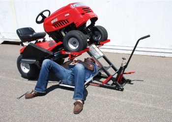 How do you lift a lawn mower to work?