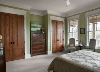stained doors with white trim