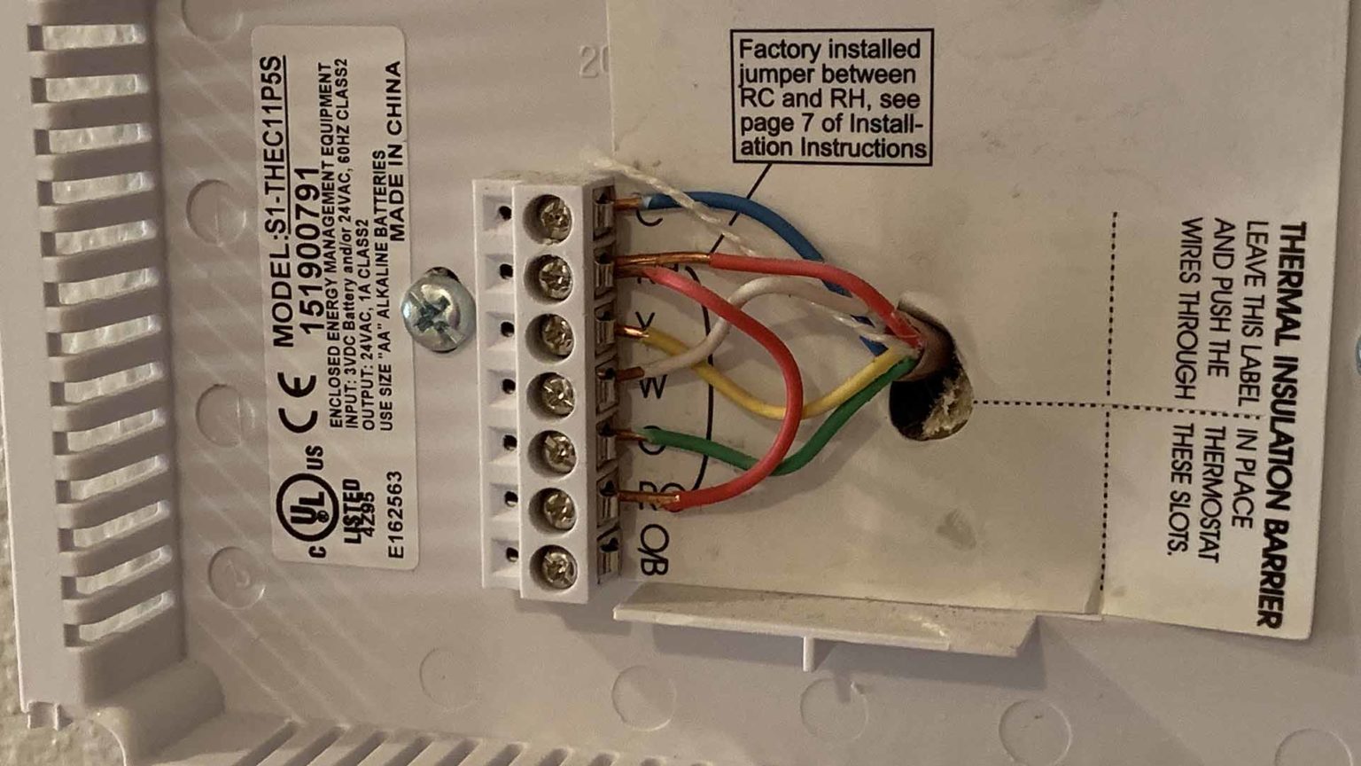 Central Air Thermostat Wiring