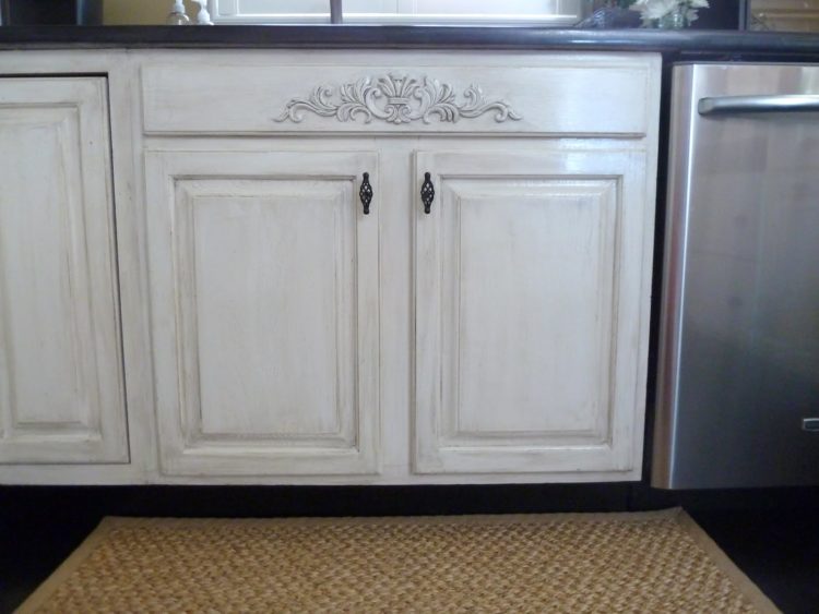how to distress white cabinets