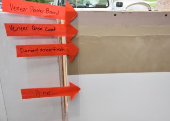 What is veneer plaster made of?