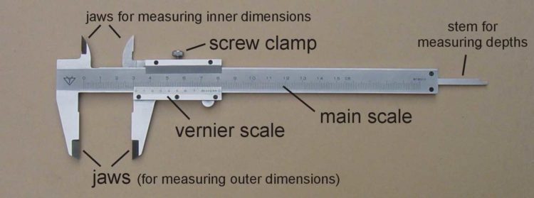 function of internal jaws of vernier caliper