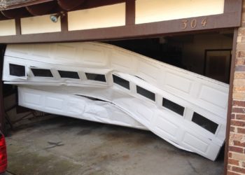 smashed garage door