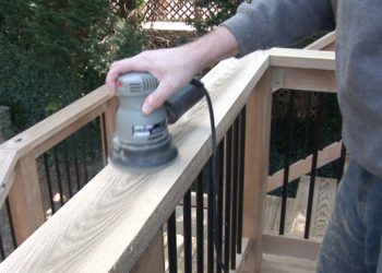 sanding wood deck railing