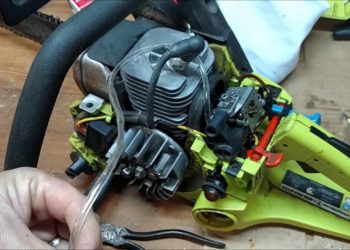 Where do the fuel lines go on a Poulan chainsaw?