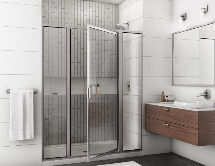 Which way should a pivot shower door open?