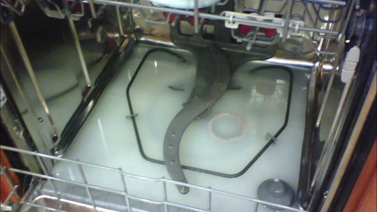 How do I get rid of standing water in my dishwasher?